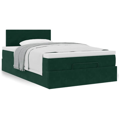 Ottoman-Bett mit Matratze Dunkelgrün 120x200 cm Samt