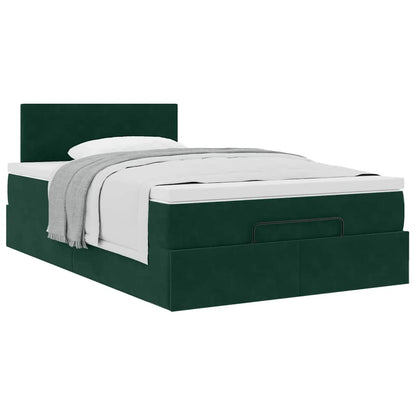 Ottoman-Bett mit Matratze Dunkelgrün 120x200 cm Samt
