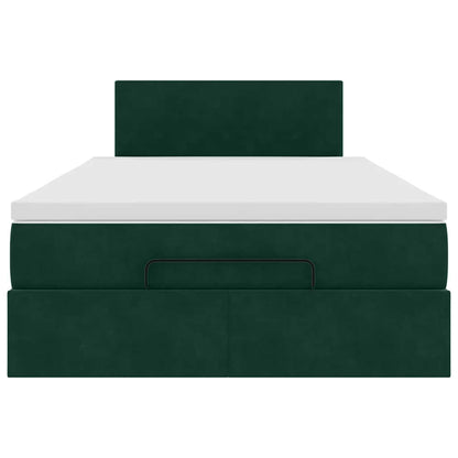 Ottoman-Bett mit Matratze Dunkelgrün 120x200 cm Samt
