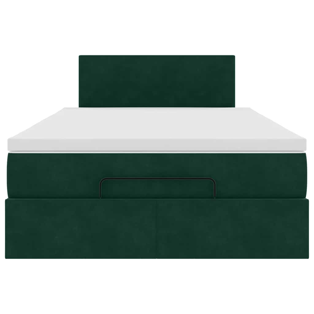 Ottoman-Bett mit Matratze Dunkelgrün 120x200 cm Samt