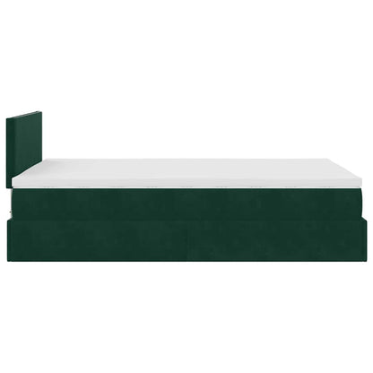 Ottoman-Bett mit Matratze Dunkelgrün 120x200 cm Samt