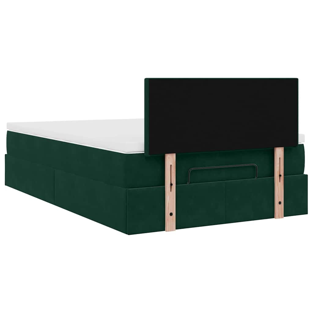 Ottoman-Bett mit Matratze Dunkelgrün 120x200 cm Samt