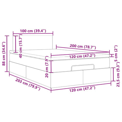 Ottoman-Bett mit Matratze Dunkelblau 120x200 cm Samt