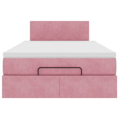 Ottoman-Bett mit Matratze Rosa 120x200 cm Samt