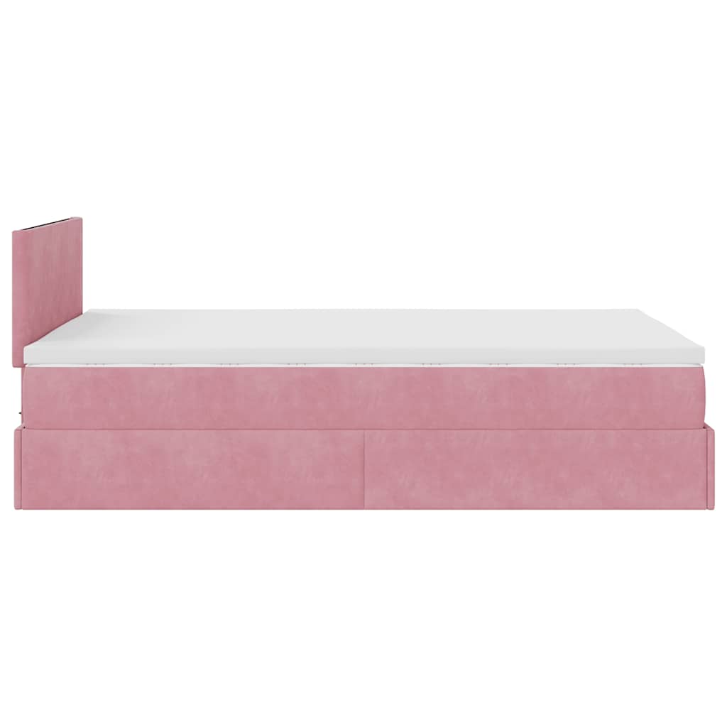 Ottoman-Bett mit Matratze Rosa 120x200 cm Samt