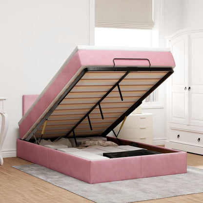 Ottoman-Bett mit Matratze Rosa 120x200 cm Samt