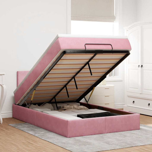 Ottoman-Bett mit Matratze Rosa 120x200 cm Samt