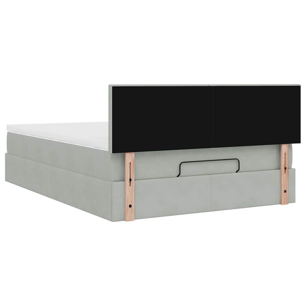 Ottoman-Bett mit Matratze Hellgrau 140x190 cm Samt