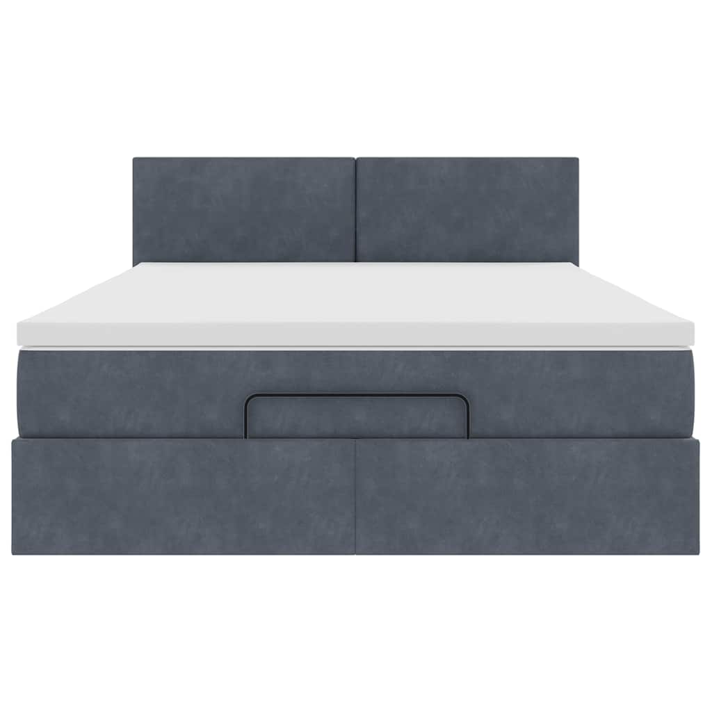 Ottoman-Bett mit Matratze Dunkelgrau 140x190 cm Samt