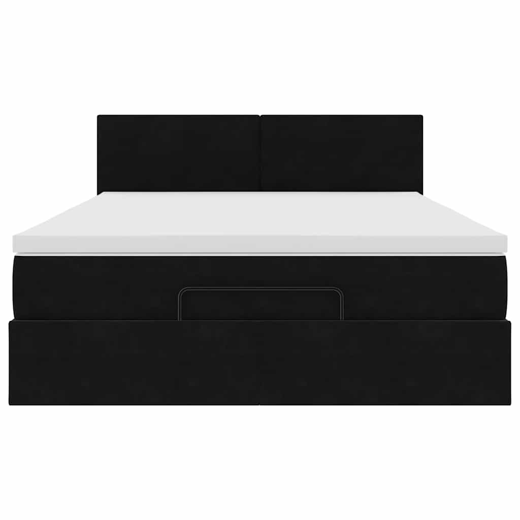 Ottoman-Bett mit Matratze Schwarz 140x190 cm Samt