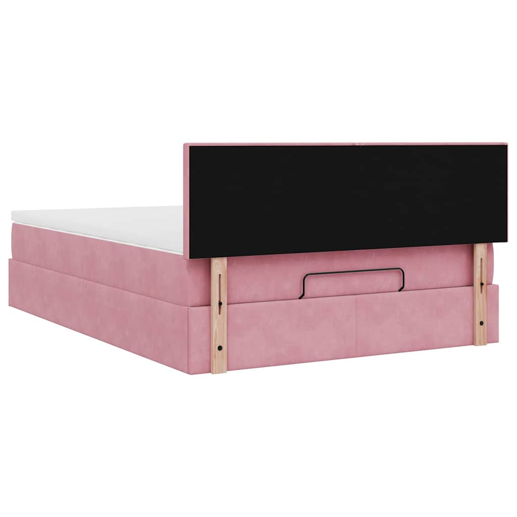 Ottoman-Bett mit Matratze Rosa 140x190 cm Samt
