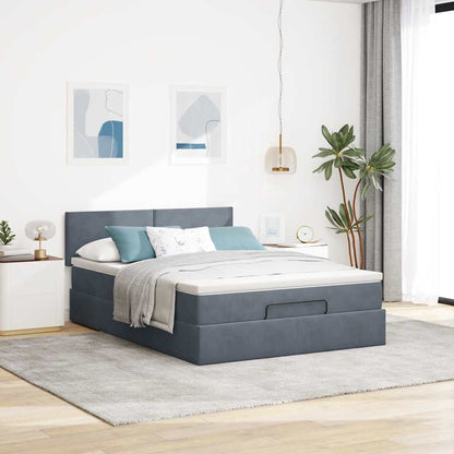 Ottoman-Bett mit Matratze Dunkelgrau 140x200 cm Samt