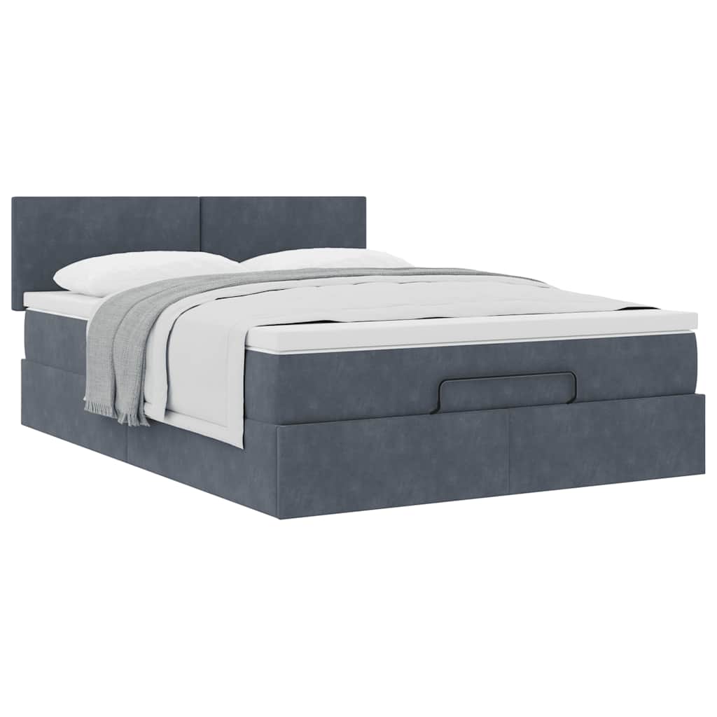 Ottoman-Bett mit Matratze Dunkelgrau 140x200 cm Samt
