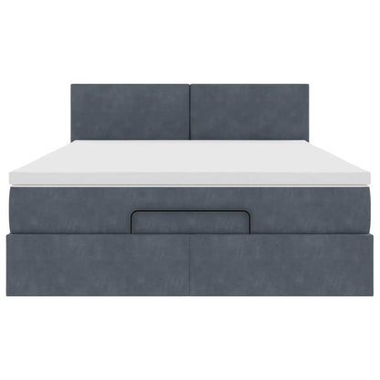 Ottoman-Bett mit Matratze Dunkelgrau 140x200 cm Samt
