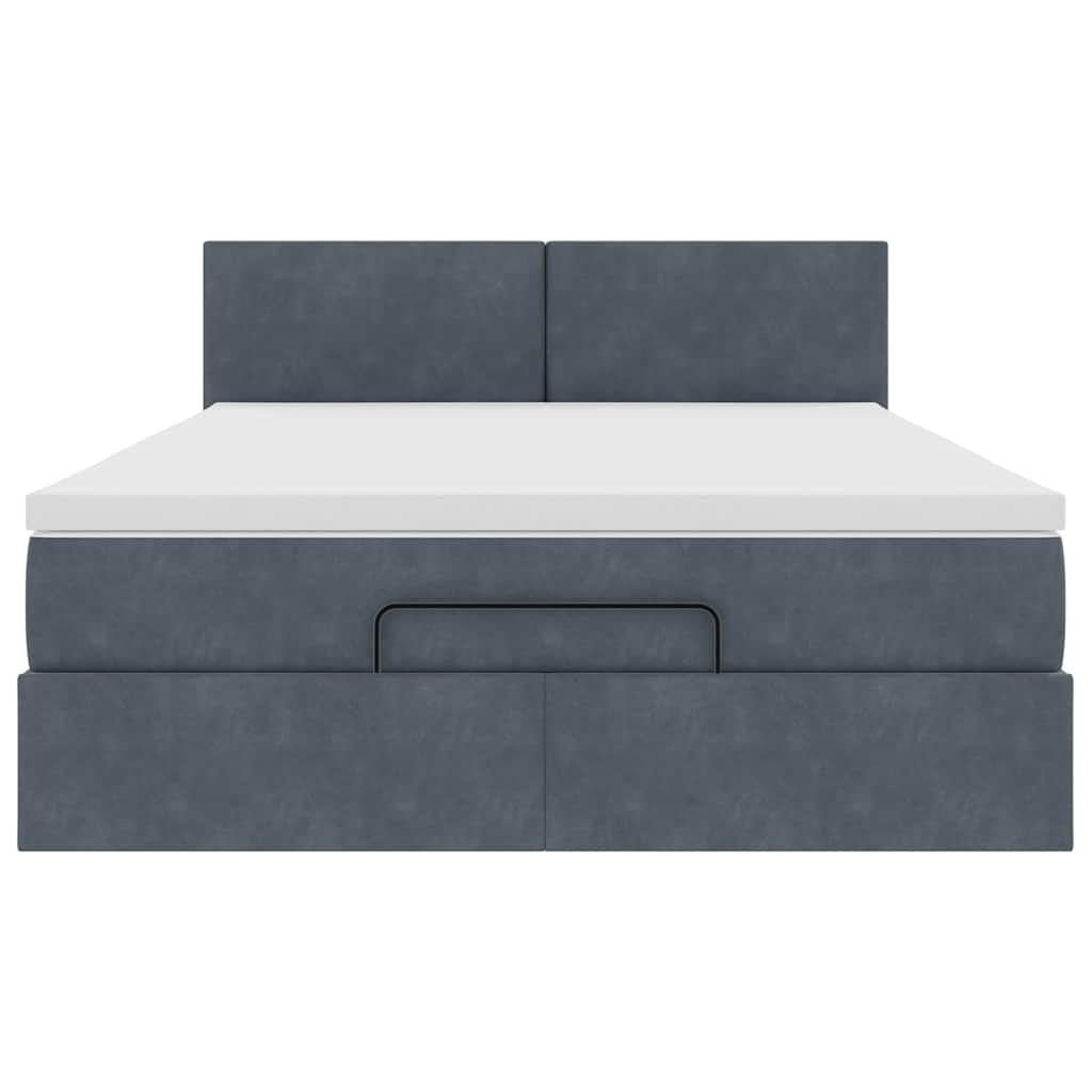 Ottoman-Bett mit Matratze Dunkelgrau 140x200 cm Samt