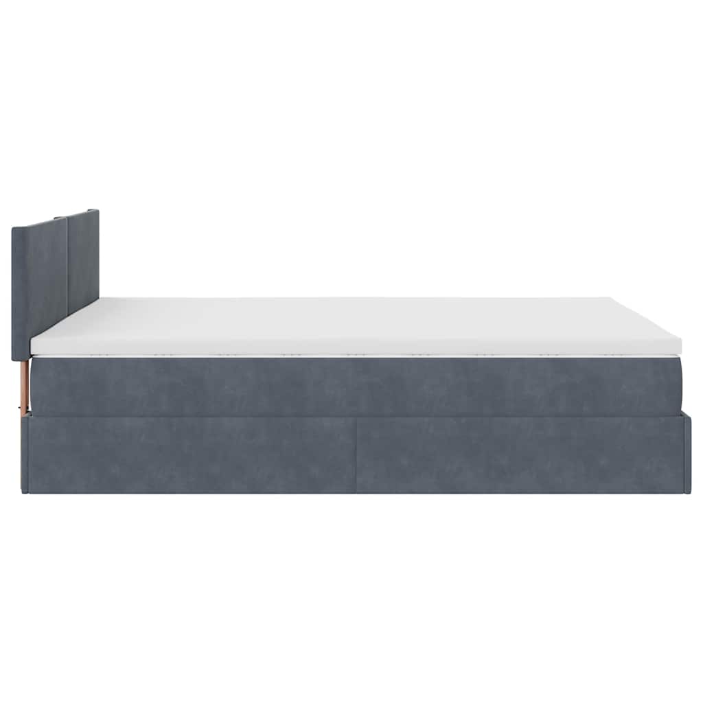 Ottoman-Bett mit Matratze Dunkelgrau 140x200 cm Samt
