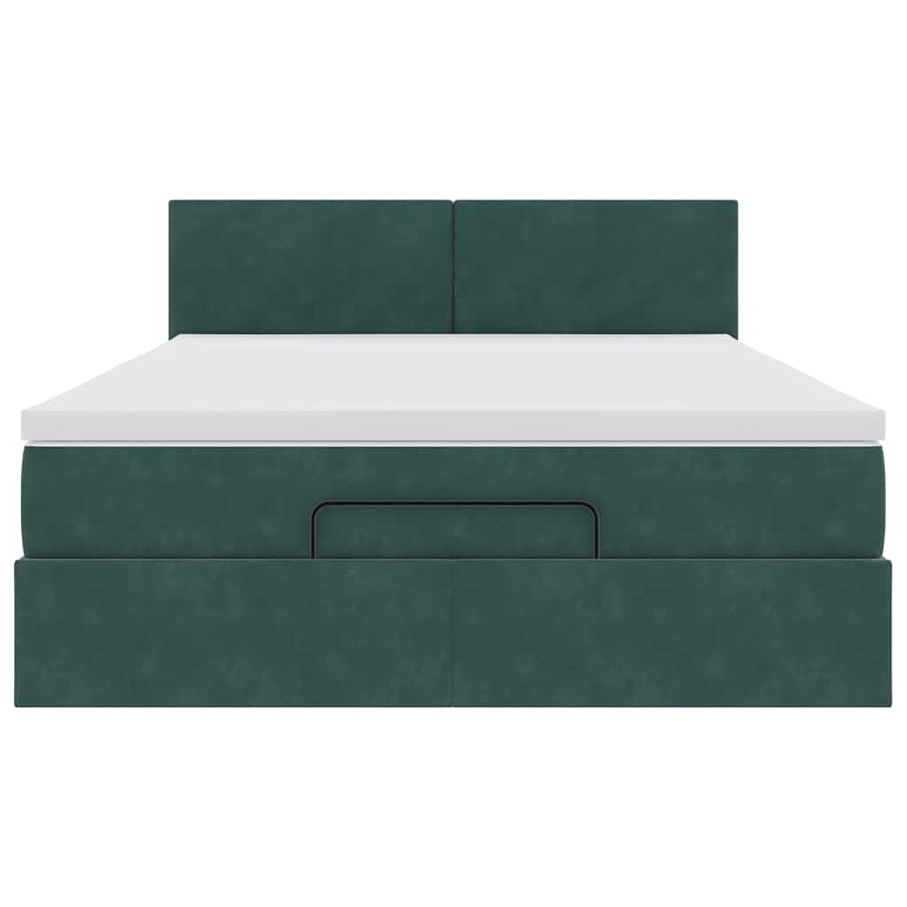 Ottoman-Bett mit Matratze Dunkelgrün 140x200 cm Samt