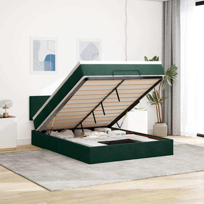 Ottoman-Bett mit Matratze Dunkelgrün 140x200 cm Samt