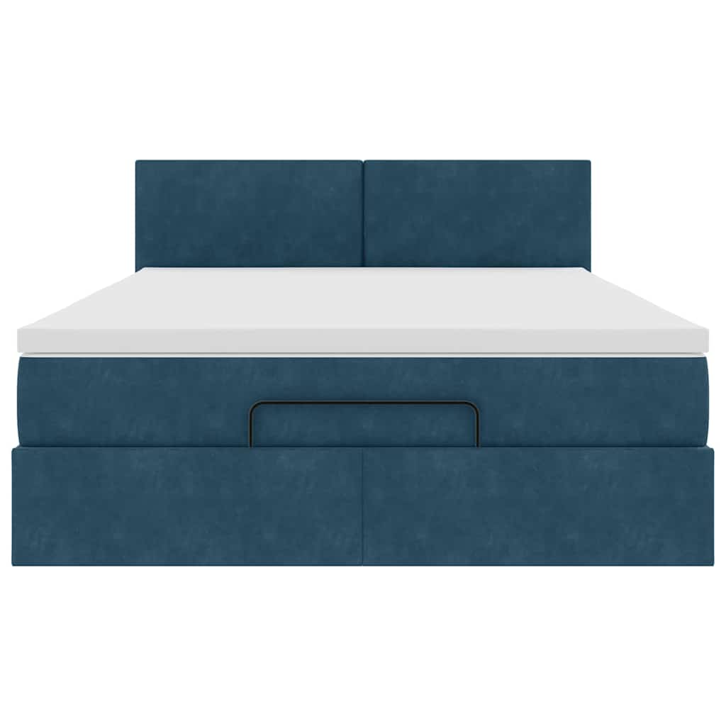 Ottoman-Bett mit Matratze Dunkelblau 140x200 cm Samt