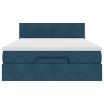Ottoman-Bett mit Matratze Dunkelblau 140x200 cm Samt