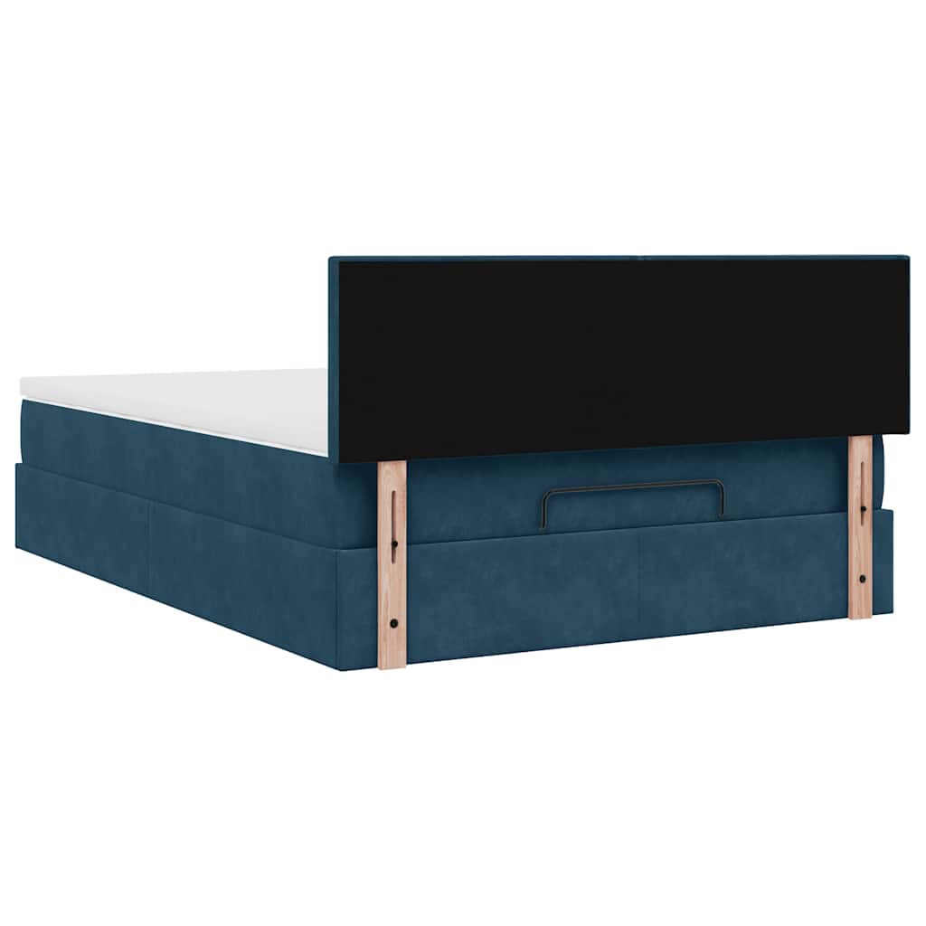 Ottoman-Bett mit Matratze Dunkelblau 140x200 cm Samt
