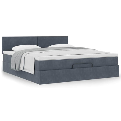 Ottoman-Bett mit Matratze Dunkelgrau 160x200 cm Samt