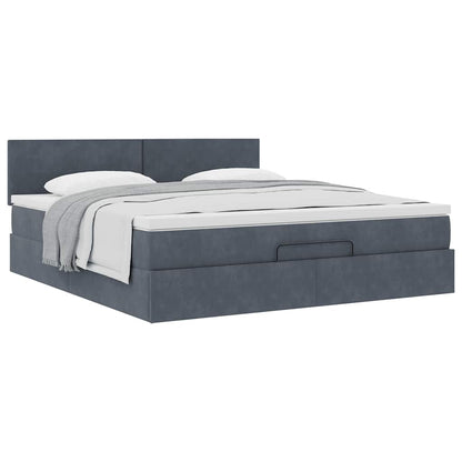 Ottoman-Bett mit Matratze Dunkelgrau 160x200 cm Samt
