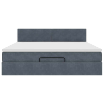 Ottoman-Bett mit Matratze Dunkelgrau 160x200 cm Samt