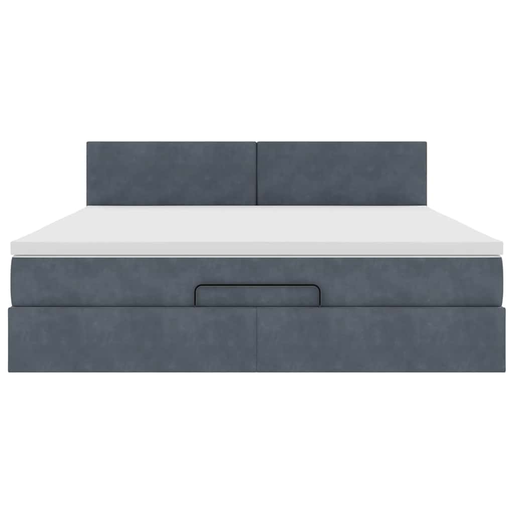Ottoman-Bett mit Matratze Dunkelgrau 160x200 cm Samt