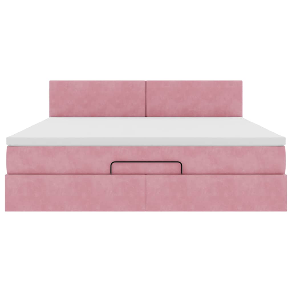 Ottoman-Bett mit Matratze Rosa 160x200 cm Samt