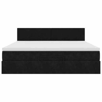 Ottoman-Bett mit Matratze Schwarz 180x200 cm Samt