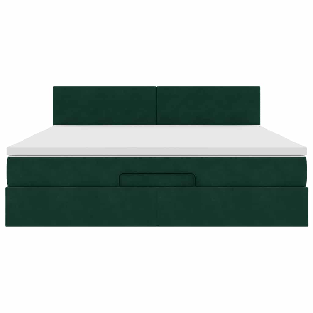 Ottoman-Bett mit Matratze Dunkelgrün 180x200 cm Samt