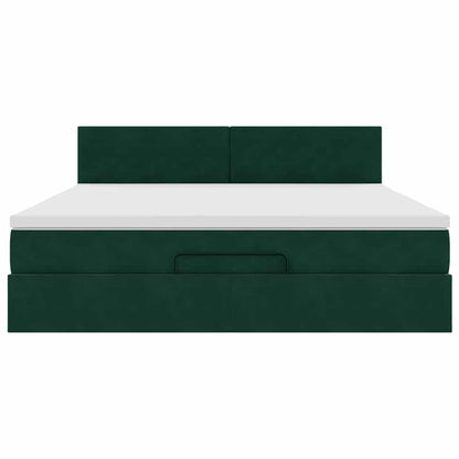 Ottoman-Bett mit Matratze Dunkelgrün 180x200 cm Samt