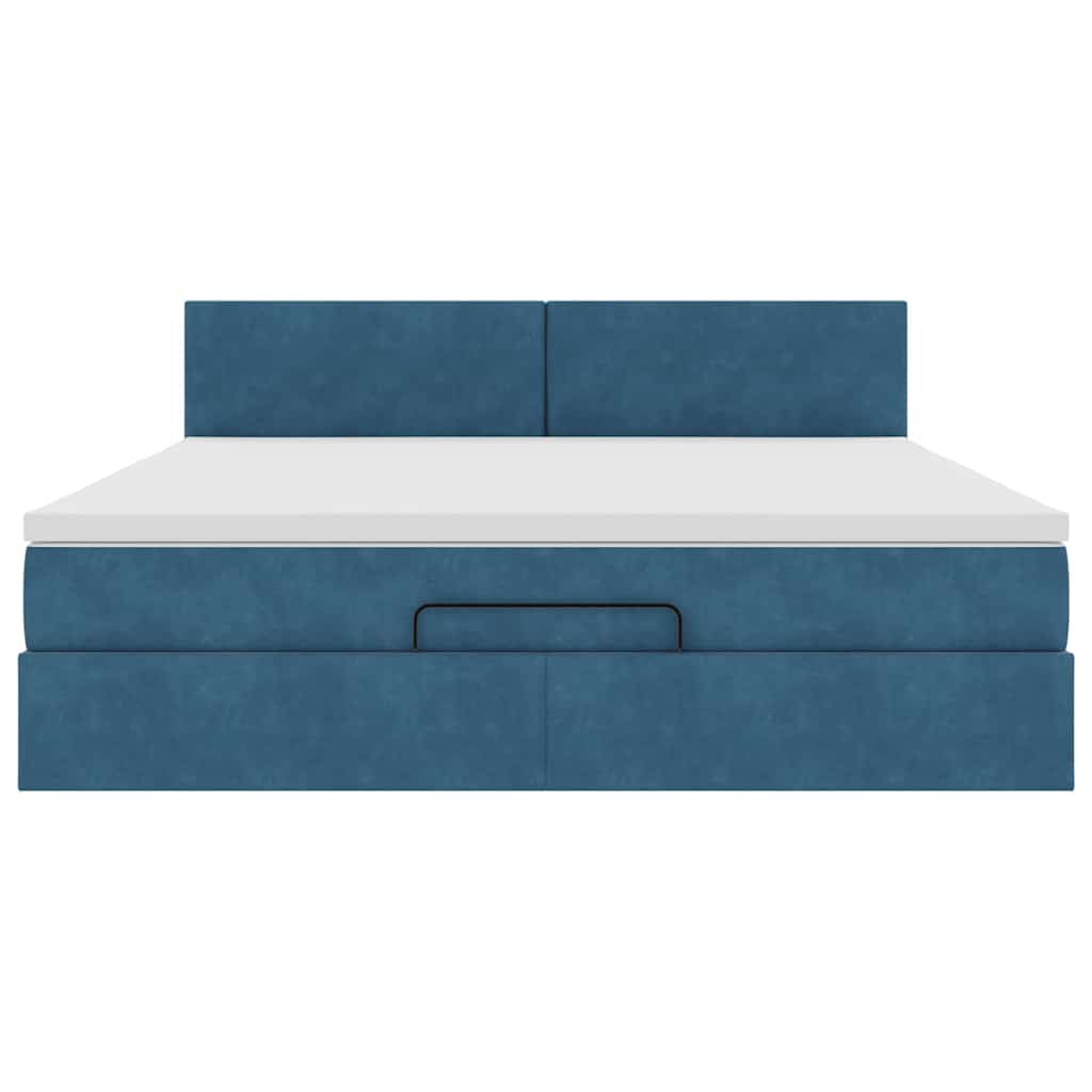 Ottoman bed with mattress dark blue 180x200 cm velvet