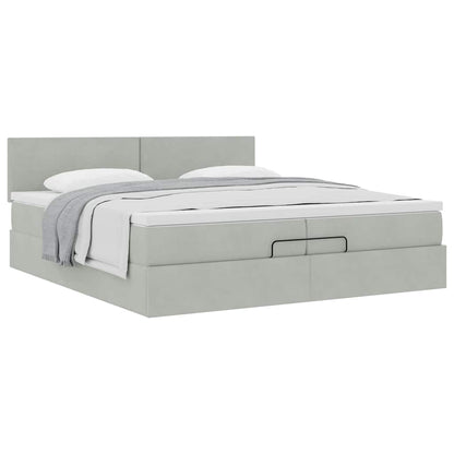 Ottoman-Bett mit Matratze Hellgrau 200x200 cm Samt
