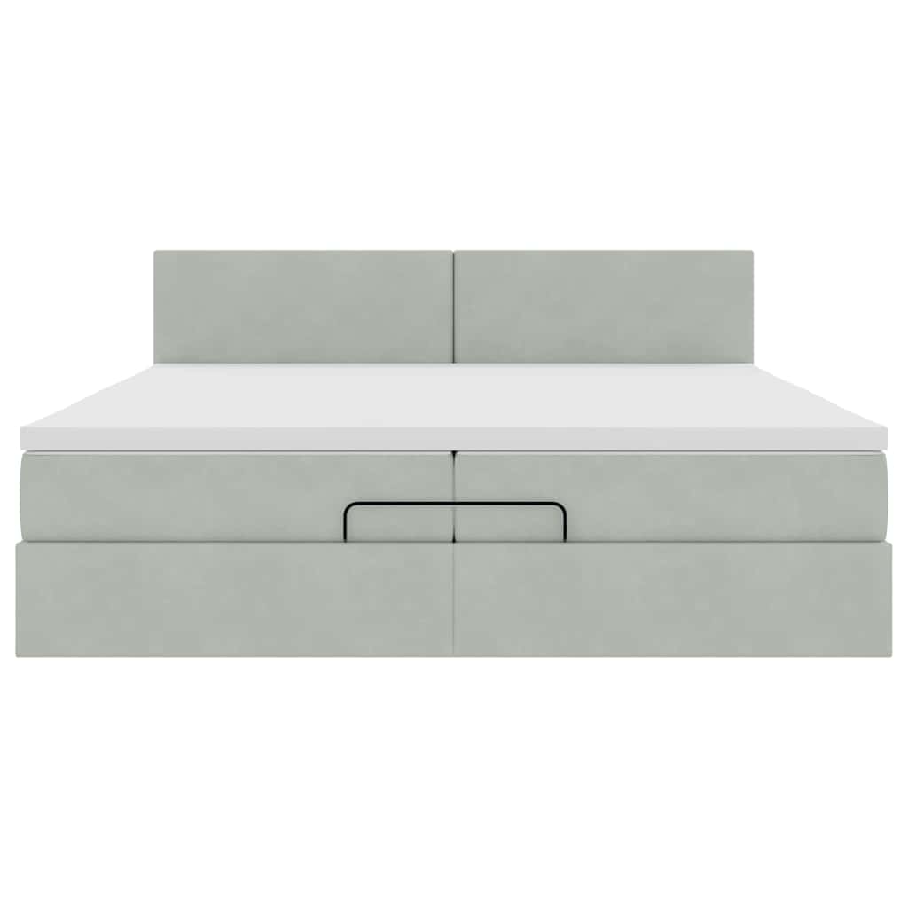 Ottoman-Bett mit Matratze Hellgrau 200x200 cm Samt