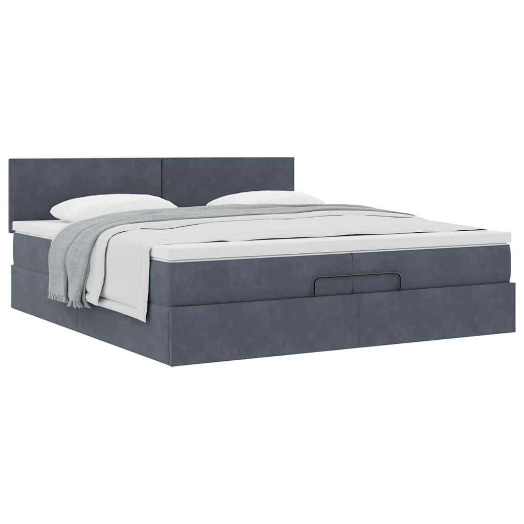 Ottoman-Bett mit Matratze Dunkelgrau 200x200 cm Samt