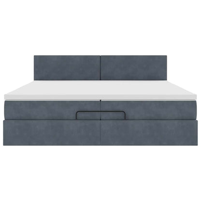 Ottoman-Bett mit Matratze Dunkelgrau 200x200 cm Samt