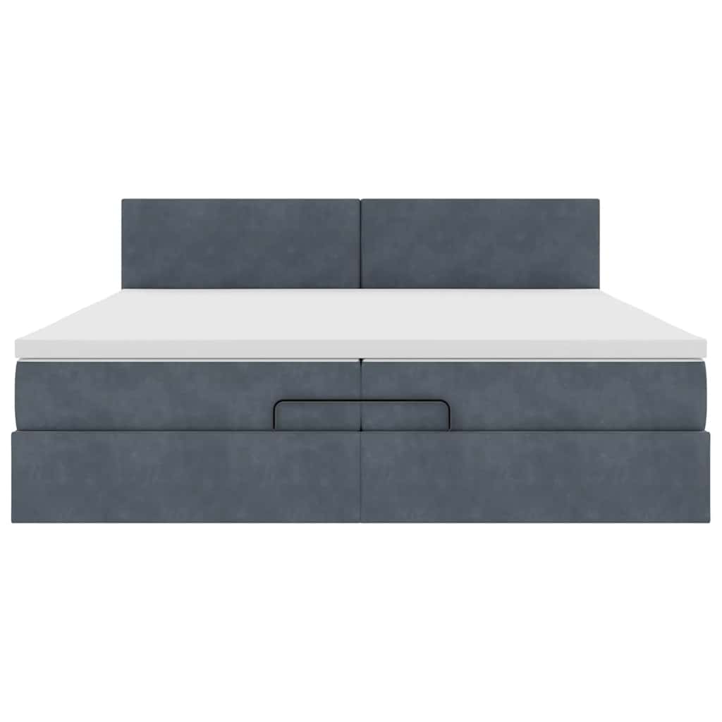 Ottoman-Bett mit Matratze Dunkelgrau 200x200 cm Samt