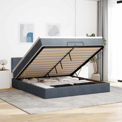 Ottoman-Bett mit Matratze Dunkelgrau 200x200 cm Samt