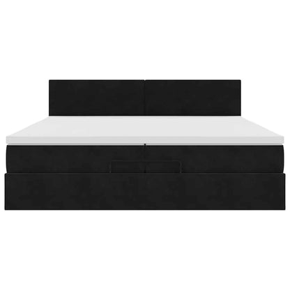Ottoman-Bett mit Matratze Schwarz 200x200 cm Samt