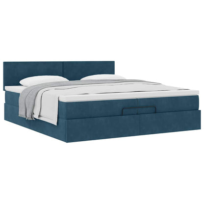 Ottoman-Bett mit Matratze Dunkelblau 200x200 cm Samt