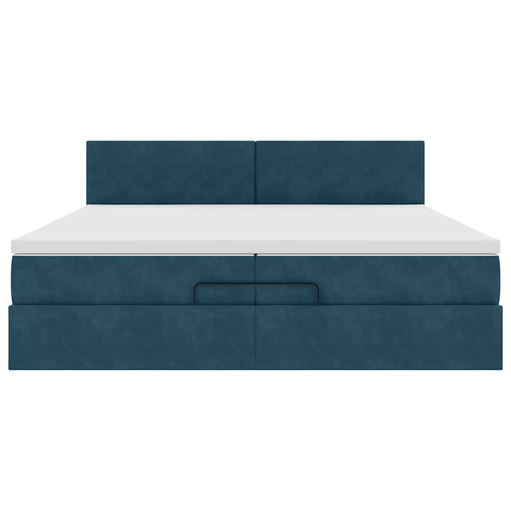 Ottoman-Bett mit Matratze Dunkelblau 200x200 cm Samt
