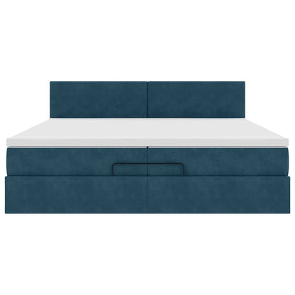 Ottoman-Bett mit Matratze Dunkelblau 200x200 cm Samt