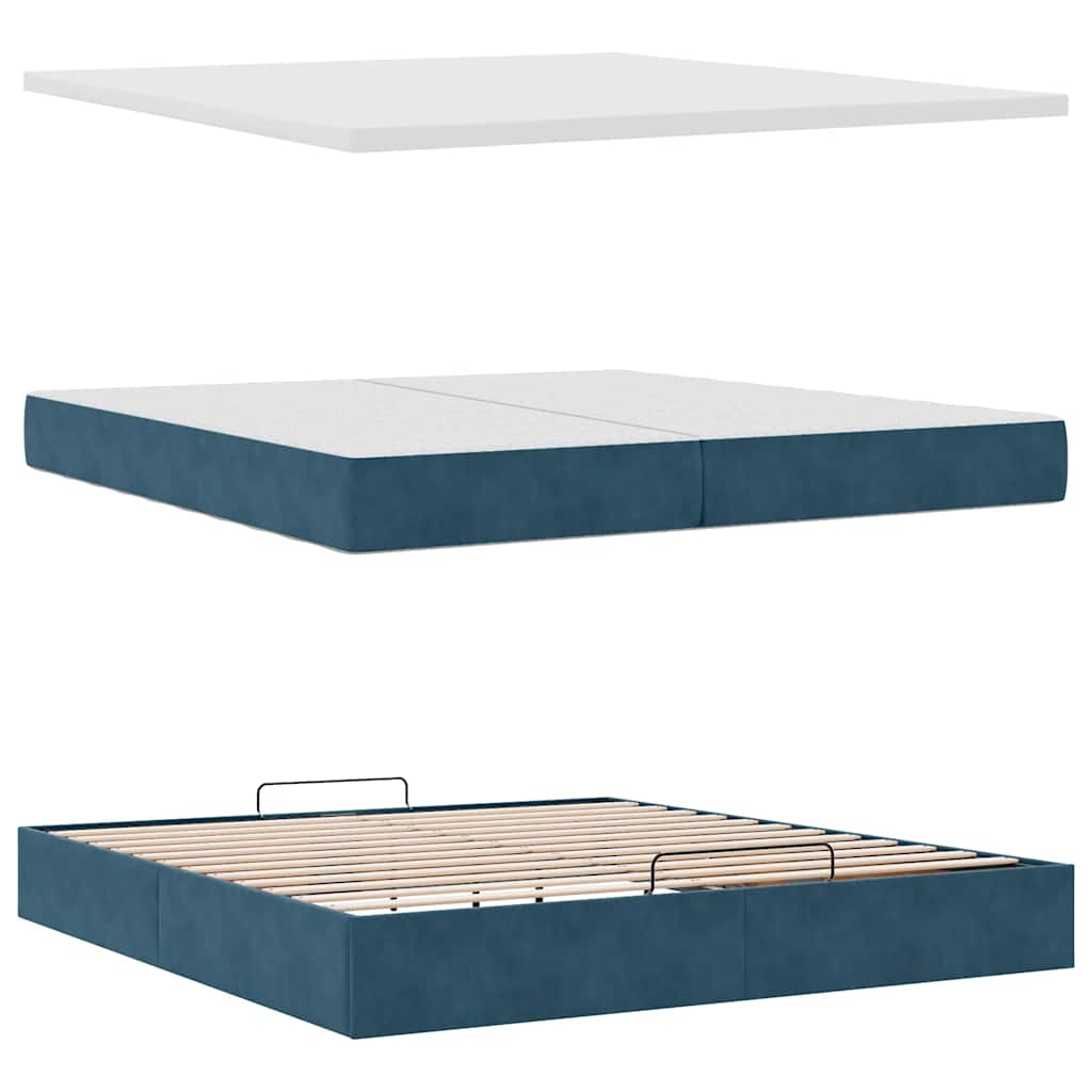 Ottoman-Bett mit Matratze Dunkelblau 200x200 cm Samt