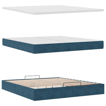 Ottoman-Bett mit Matratze Dunkelblau 200x200 cm Samt