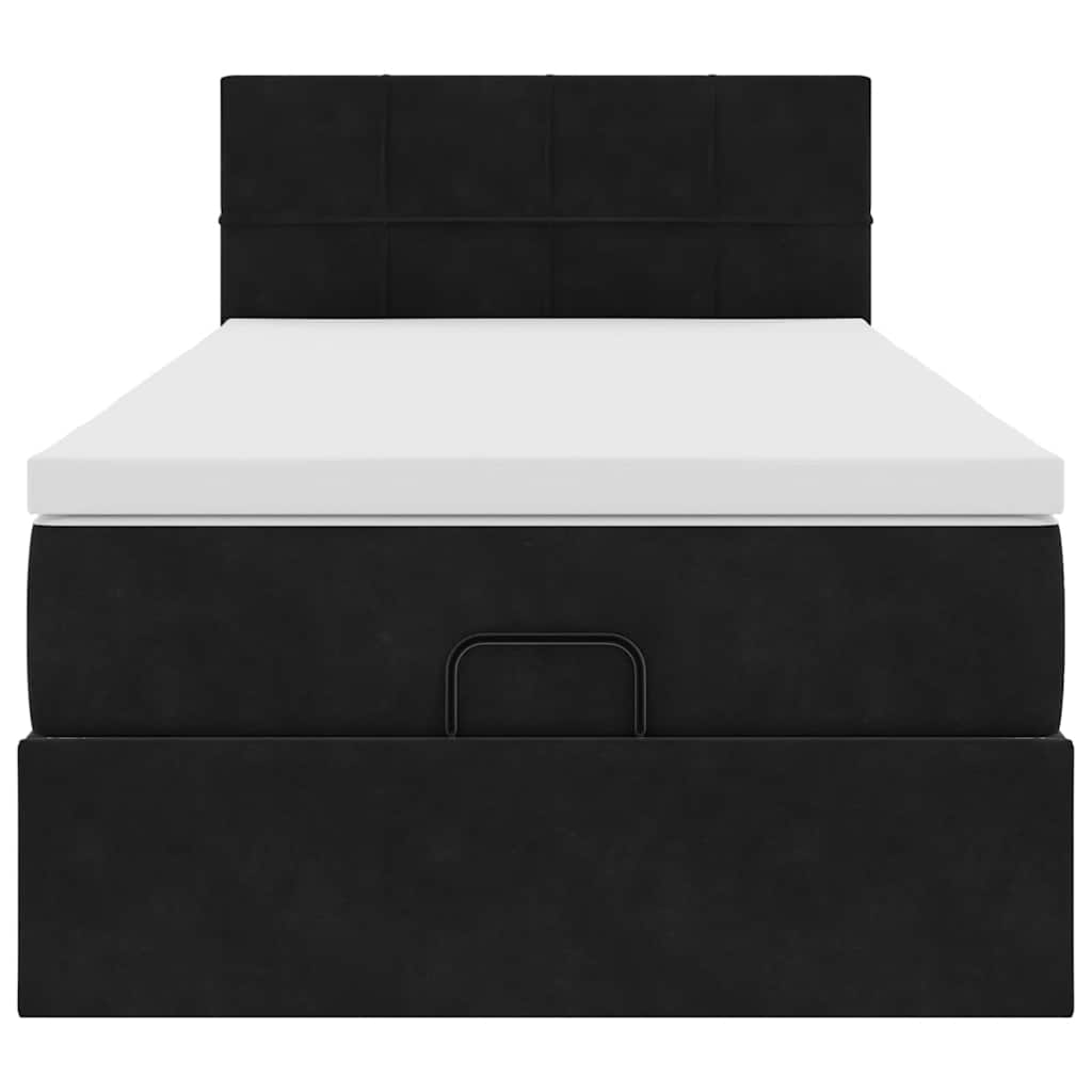 Ottoman-Bett mit Matratze Schwarz 90x190 cm Samt