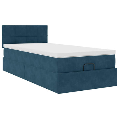 Ottoman-Bett mit Matratze Dunkelblau 90x190 cm Samt