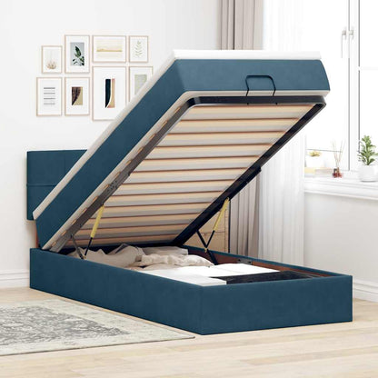 Ottoman-Bett mit Matratze Dunkelblau 90x190 cm Samt