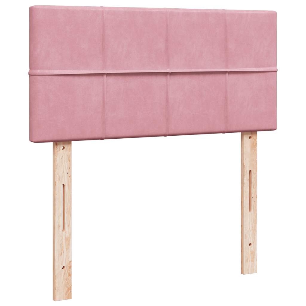 Lit ottoman avec matelas rose 90x200 cm velours